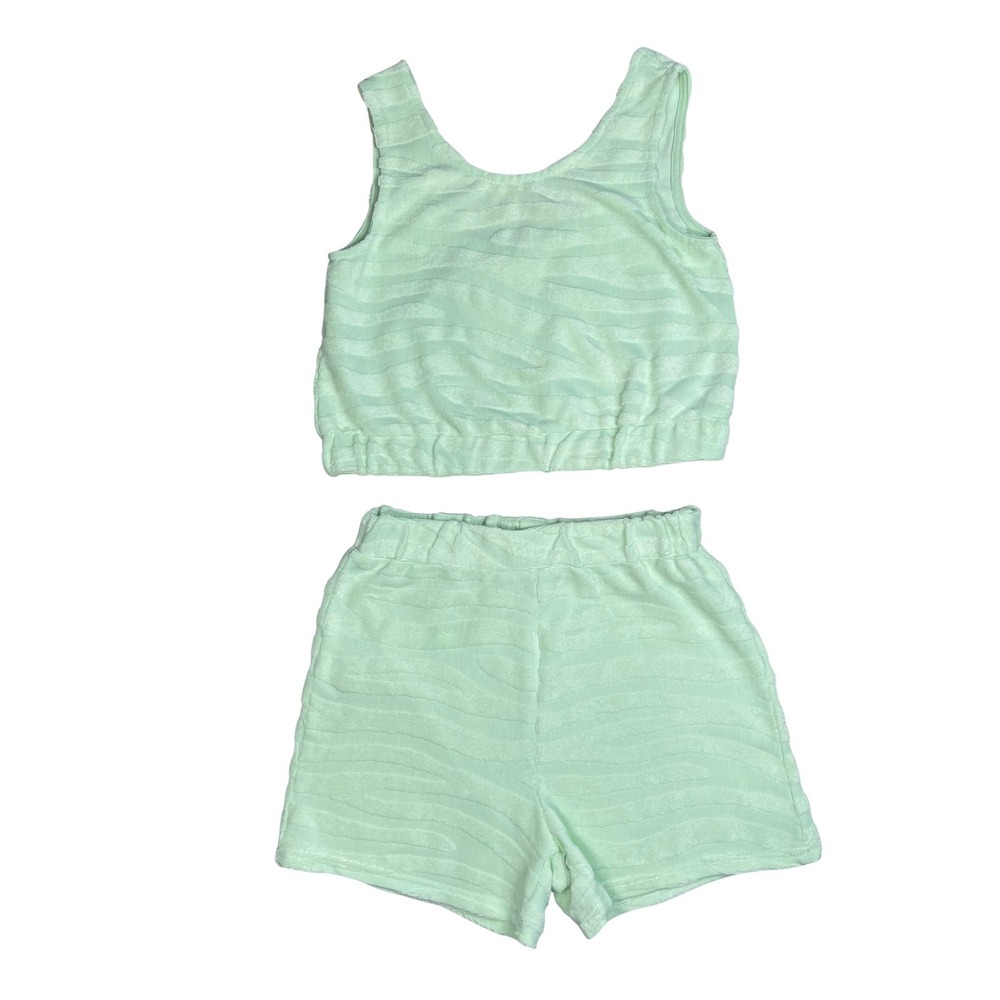 Mayoral Girls Mint Green Cotton Terry Cloth Tank Top Shorts‎ Set Size 12